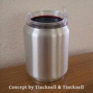 Aluminum wine glass as a retail package.