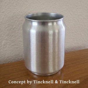 Aluminum wine glass as a retail package.